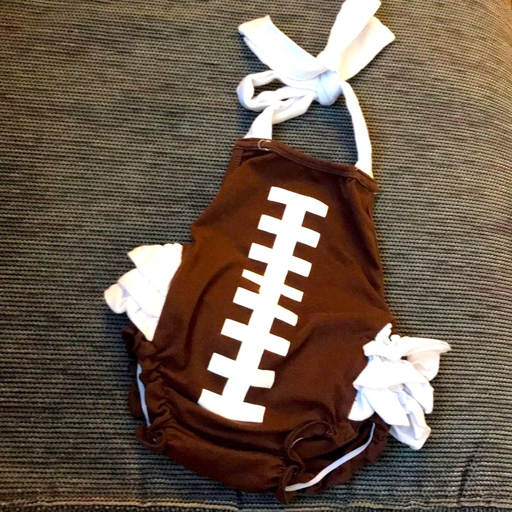 Football ruffle onesie tie up